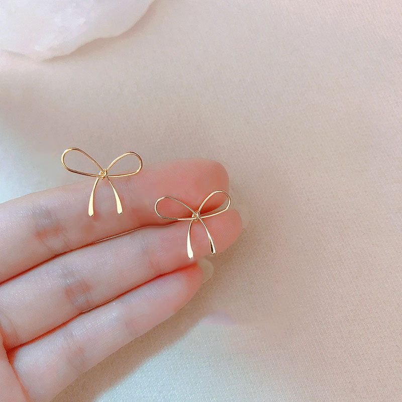 Gold Bow Earring, Ribbon Bow Earrings, 925 Silver Bow Earrings, Bow Tie Earrings, Helix Bow Earrings, Perfect Gift for Her, Minimalist, ME07