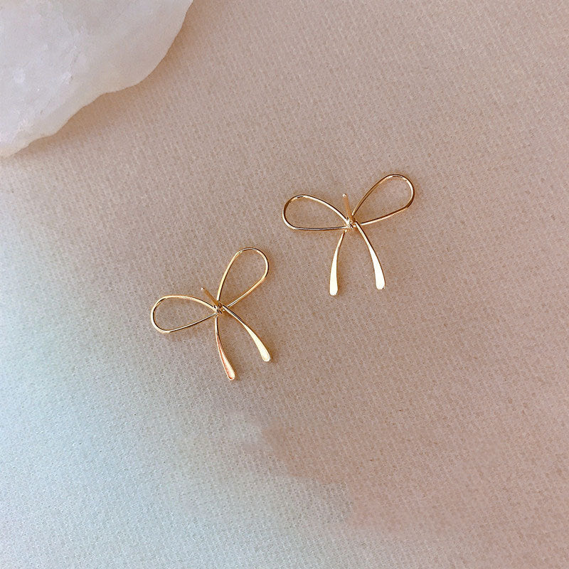 Gold Bow Earring, Ribbon Bow Earrings, 925 Silver Bow Earrings, Bow Tie Earrings, Helix Bow Earrings, Perfect Gift for Her, Minimalist, ME07