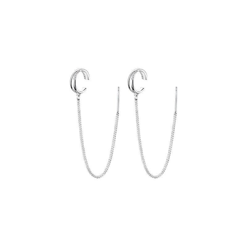 Sterling Silver Ear Wire and Ear Cuff Earrings, Dainty Ear Wire Earrings, Ear Cuff Earrings, Dainty Silver Chic Earrings, Minimalist, GE78