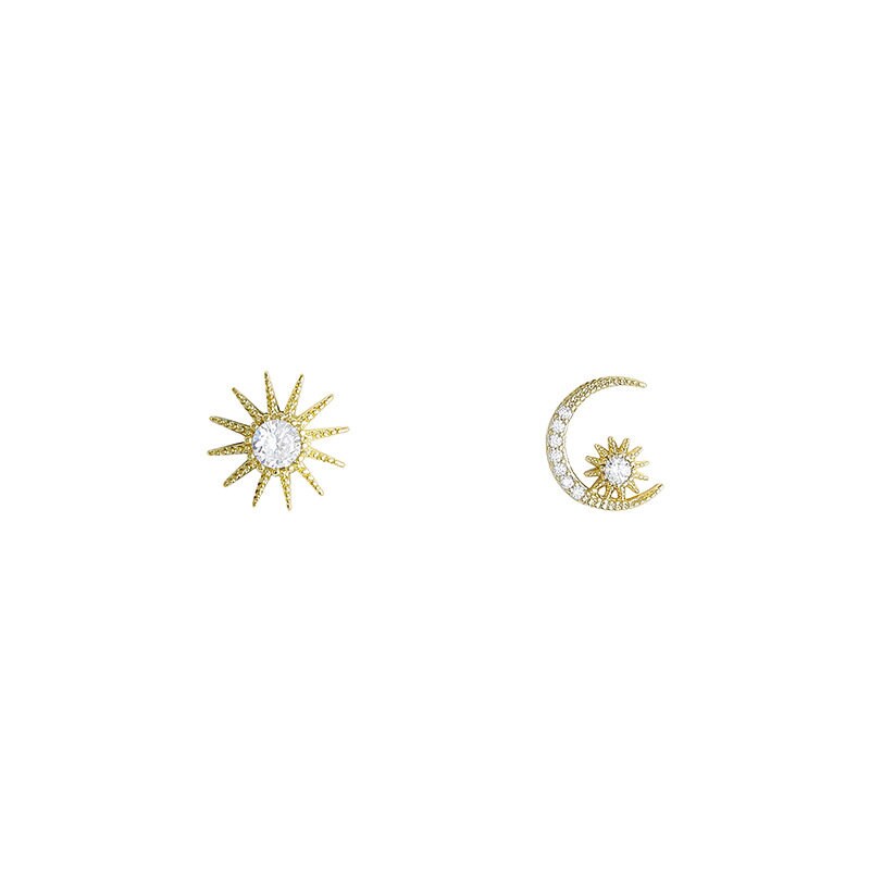 Dainty Gold Sun & Moon Earrings, Mismatch Celestial Earrings, Asymmetrical Celestial Earrings, Perfect Gift for Her, Christmas Gift