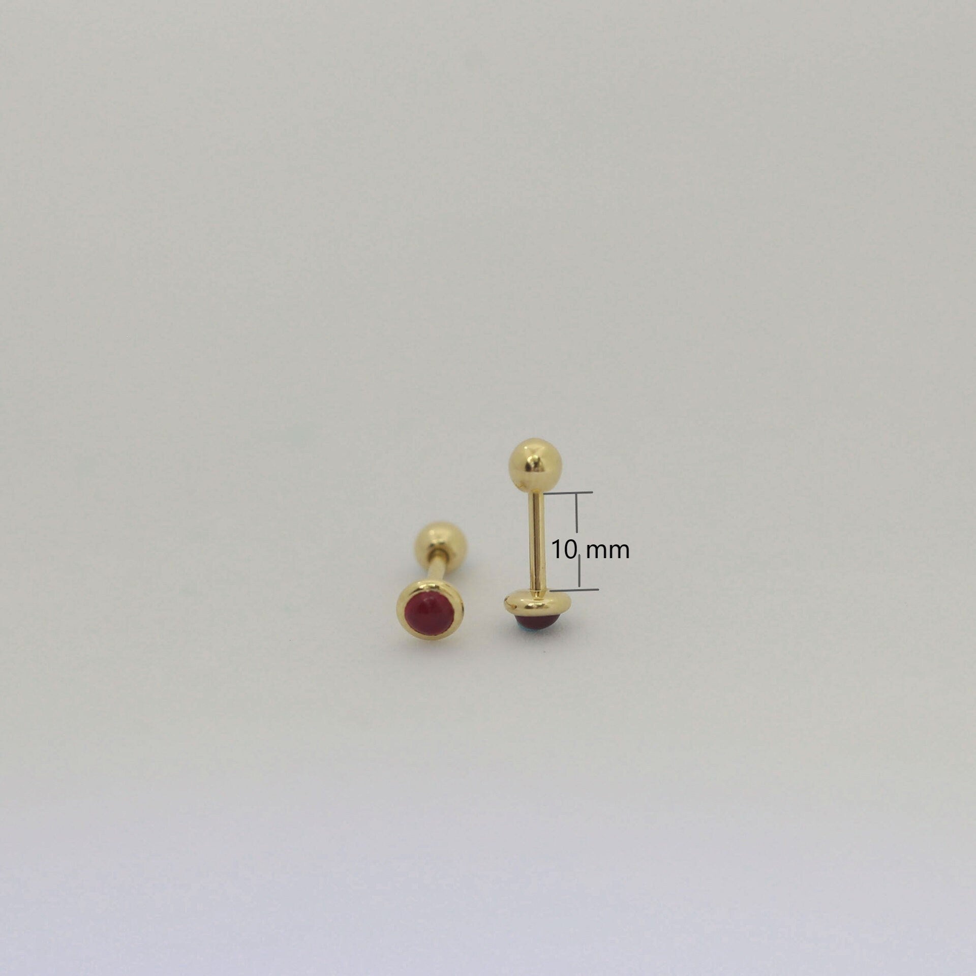 18G Sterling Silver Simulated Ruby Screw Back Earrings, Small Ruby 14k Gold on Silver Studs, Perfect for Everyday, July Birth Stone, GE80