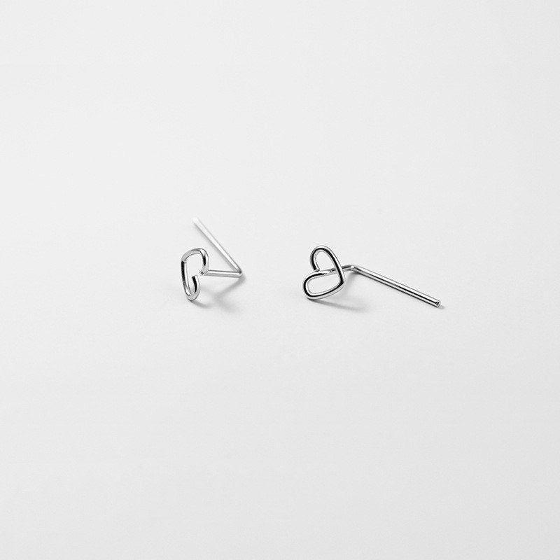 925 Silver Stick Heart Earring, Gold Heart Shape Earrings, Hollow Love Earrings, Silver or Gold, Gifts for Her, Birthday Gift, GE20