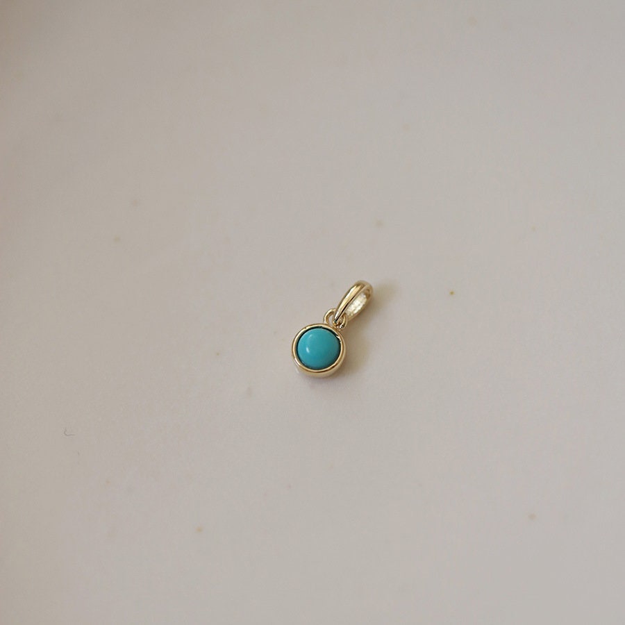 14k Gold Plated Sterling Silver Round Cut Turquoise Necklace, Blue Turquoise Necklace, Dainty Turquoise Choker, Gold Turquoise Necklace GN17