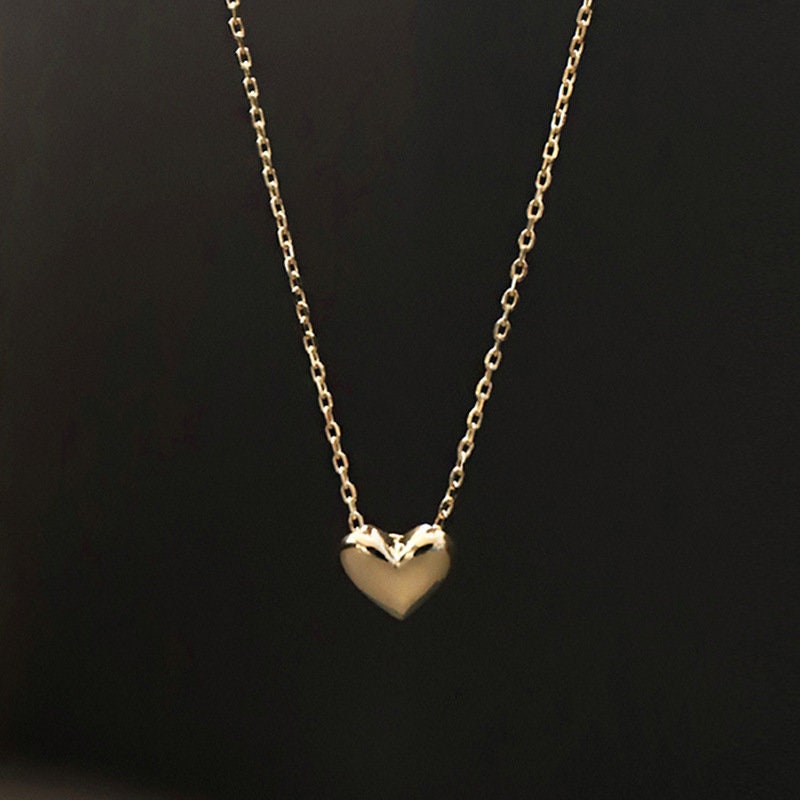 14k Gold Vermeil Dainty Heart Necklace, Gold Heart Pendant, Gold Heart Necklace, Minimalist Necklace, Mom Gift, Gifts for Her, GN19