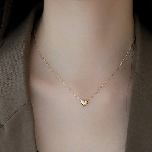 14k Gold Vermeil Dainty Heart Necklace, Gold Heart Pendant, Gold Heart Necklace, Minimalist Necklace, Mom Gift, Gifts for Her, GN19