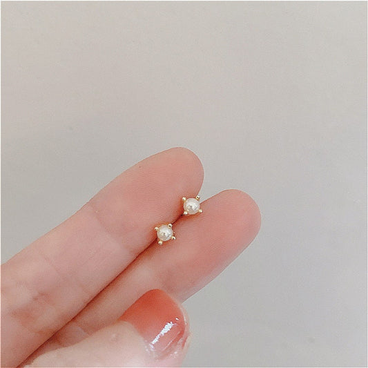 20G Gold Tiny Pearl Screw Back Earrings, Dainty Pearl Stud Earrings, Sterling Silver Pearl Screw Back Earrings, Minimalist Pearl Studs, GE46