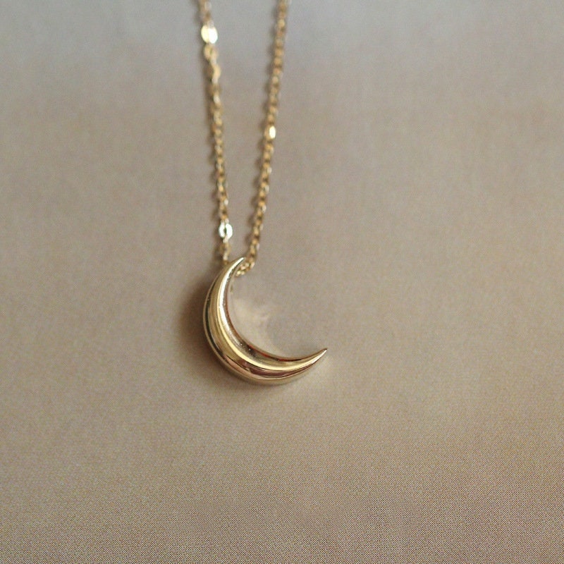 Dainty Gold Crescent Moon Necklace, 14k Gold Vermeil Moon Necklace, Minimalist Moon Choker, Stackable Moon Necklace, GN28