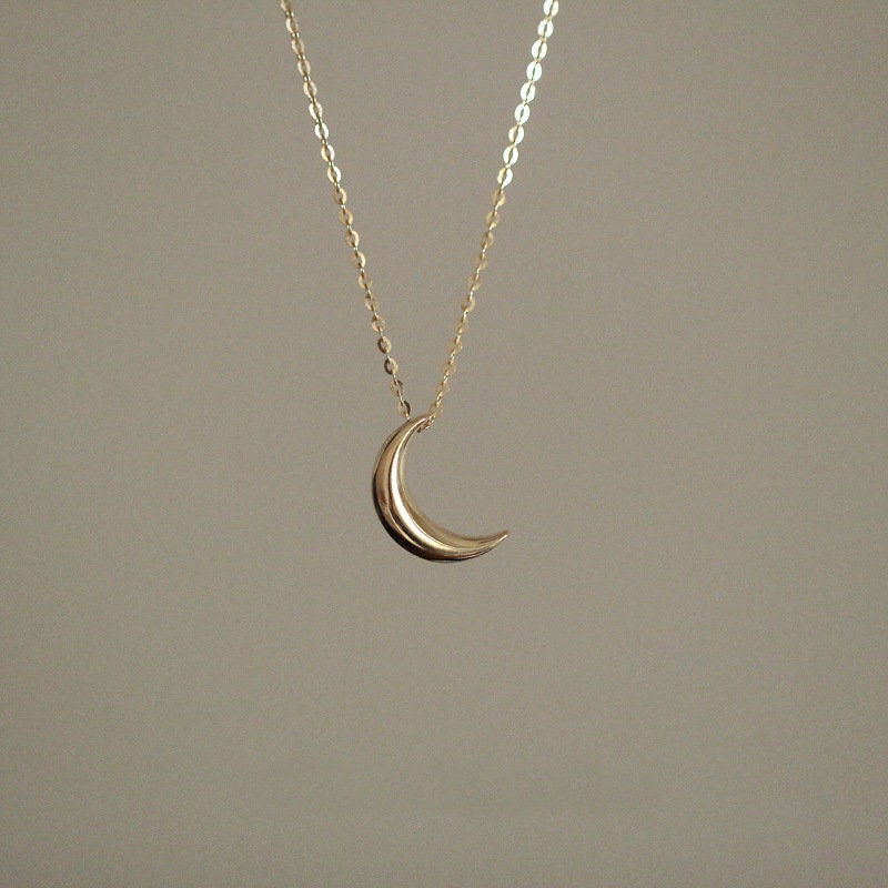 Dainty Gold Crescent Moon Necklace, 14k Gold Vermeil Moon Necklace, Minimalist Moon Choker, Stackable Moon Necklace, GN28