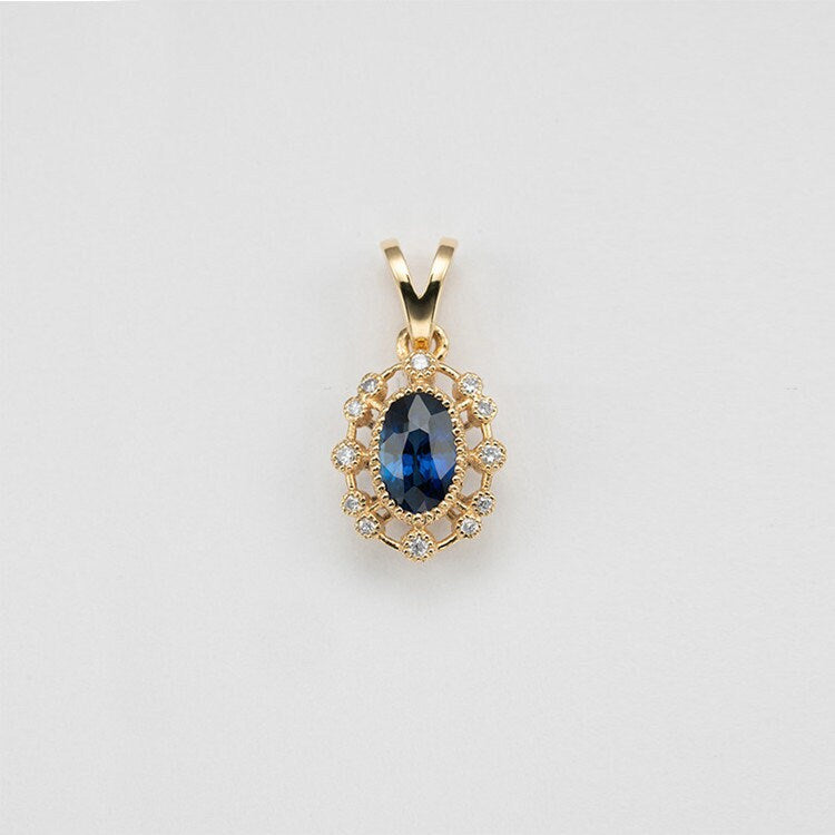 Dainty Gold Blue Sapphire CZ Necklace, Oval Shape Sapphire necklace, Gold Sapphire CZ Pendant, Minimalist Gold Necklace, Bridal Gifts, N29