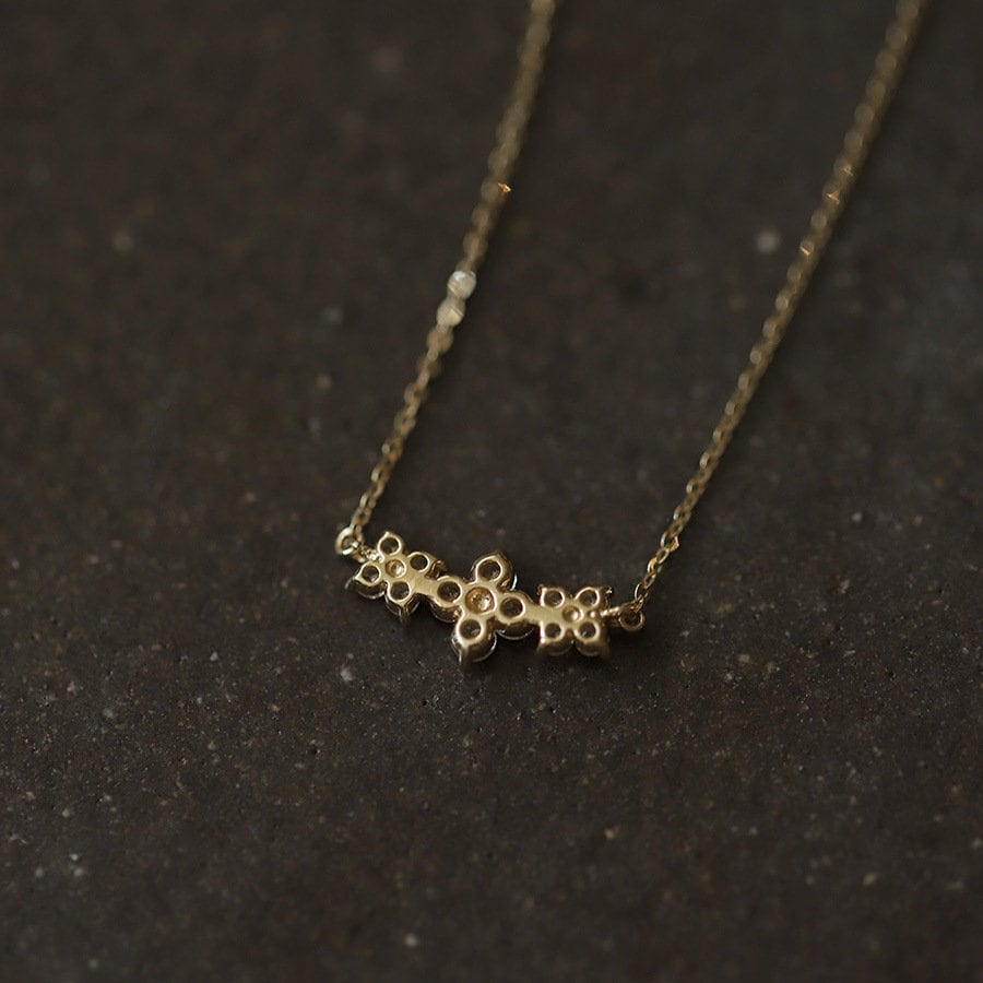 14k Gold Vermeil CZ Flower Necklace, Dainty Duo Flower Necklace, Gold Flower Necklace, Sparkly Flower Choker, Minimalist Necklace, GE30