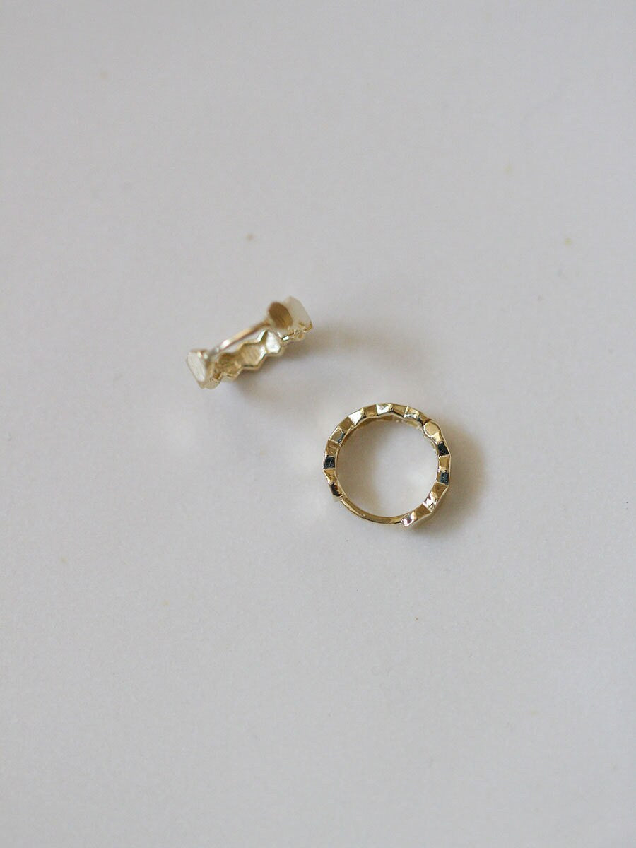 Dainty 14k Gold Vermeil Hexagon Cut Hoop Earrings, Small Gold Hoop Earring, Minimalist Hoop Earring, Simple Hoop Earring, Gift for Her, GE73