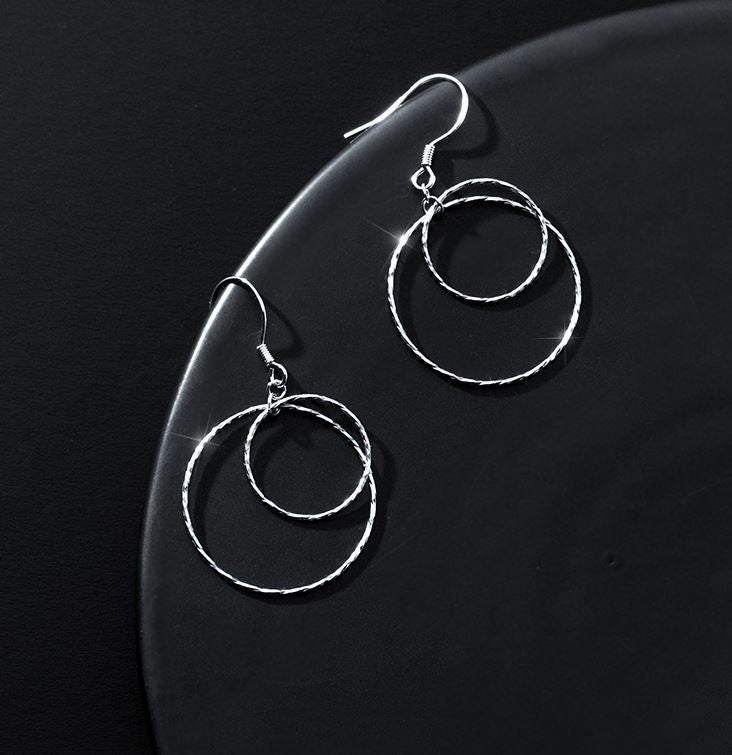 925 Silver Circle Drop Earrings, Circle Dangle Earring, Geometric Dangle Earring, Circle Hook Earring, Minimalist Earring, Gift for Her GE84