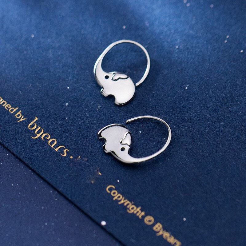 Sterling Silver Elephant Hook Drop Earrings, Dainty Elephant Hook Earrings, Animal Earrings, Minimalist Lucky Earring, Gift for her, GE92