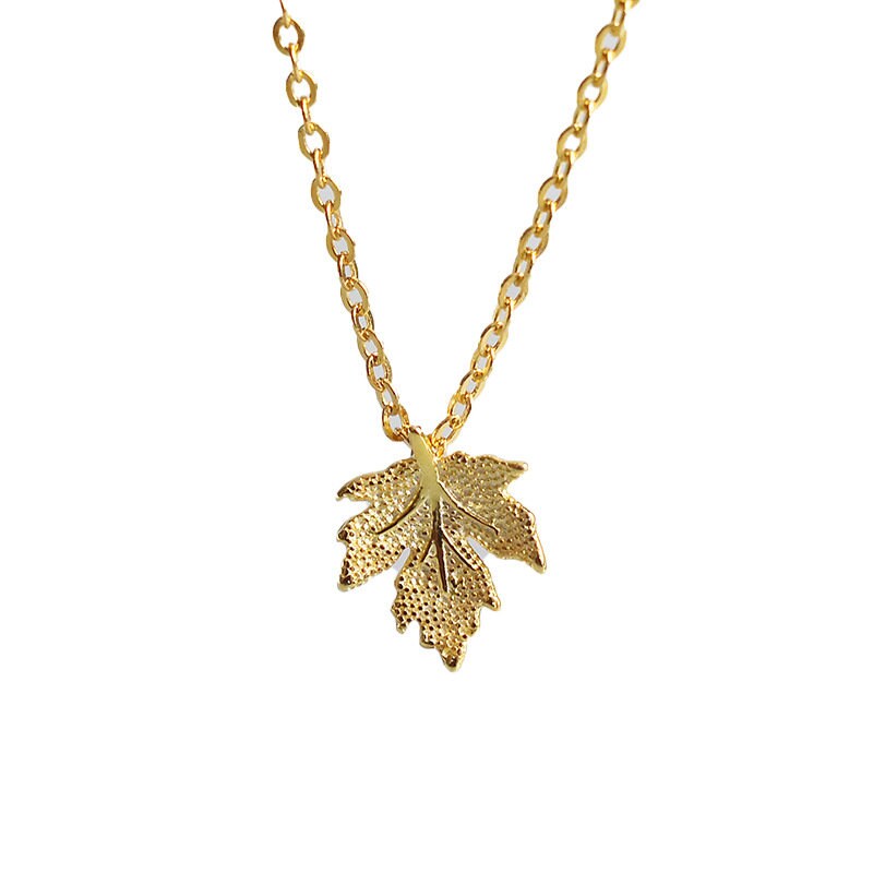 Gold Maple Leaf Necklace, 14k Gold Vermeil Maple Leaf Pendant, Dainty Plant Design Necklace, Minimalist Necklace, Gift for her, GN35