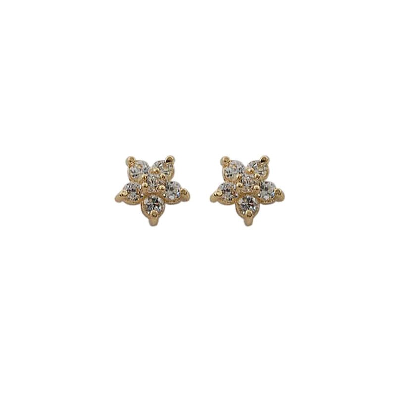 Dainty Gold Tiny Flower Stud Earrings, Sparkly CZ Pentagram Flower Earrings, Tiny Flower Studs, Gold Flower Earring, Gift for her, GE105