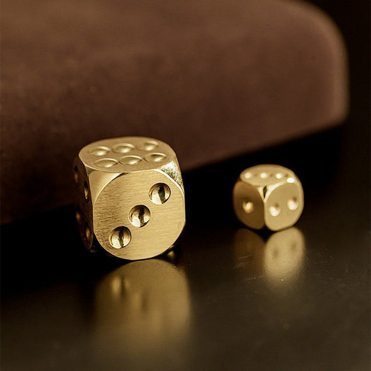 14k Solid Gold Dice, Six Sided Dice, Handmade Solid Gold Dice for Game Room, Game Player Dice, Minimalist Gold Ornament, Gift for Him