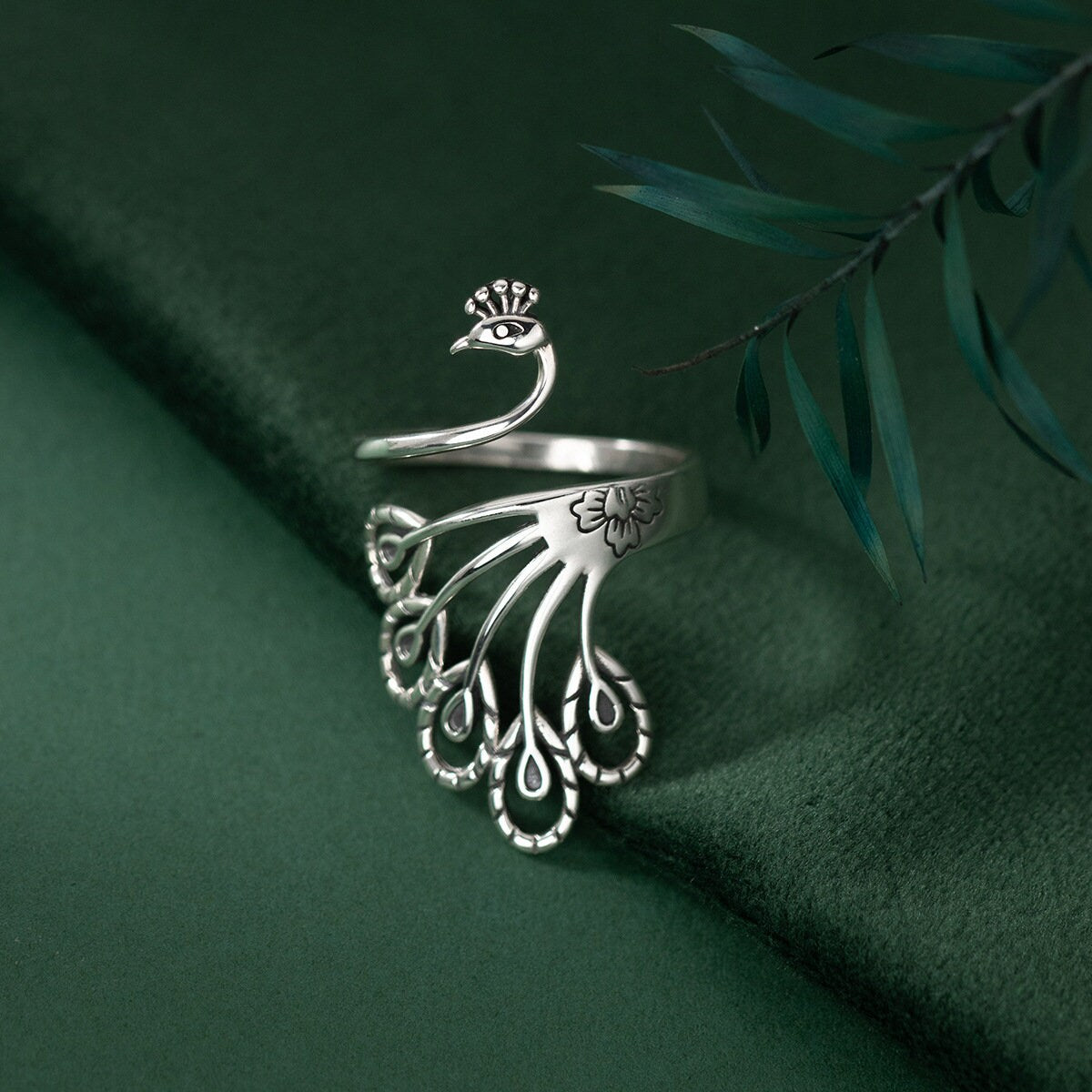 Sterling Silver Peacock Adjustable Ring , Silver Peacock ring, Bird ring, 925 Silver Statement ring, Adjustable Ring, Gift for her, GR13