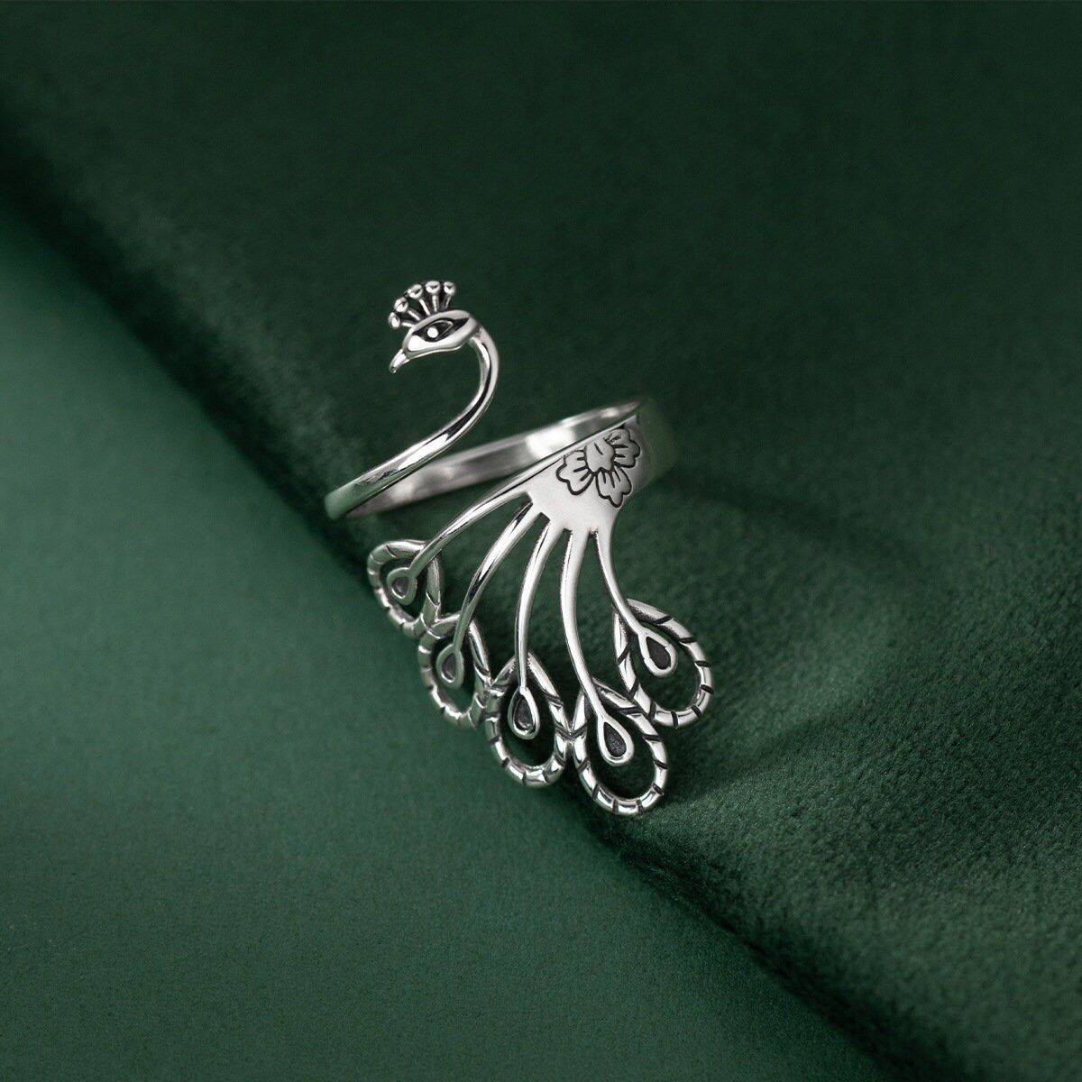 Sterling Silver Peacock Adjustable Ring , Silver Peacock ring, Bird ring, 925 Silver Statement ring, Adjustable Ring, Gift for her, GR13