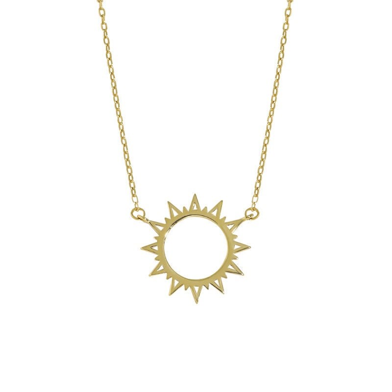 18k Gold Vermeil Sun Necklace, Gold Sunburst Necklace, Dainty Sunburst Pendant, Minimalist Sun Necklace, Women Necklace, Gift for her, GN47