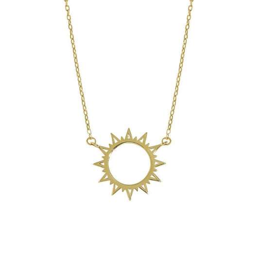 18k Gold Vermeil Sun Necklace, Gold Sunburst Necklace, Dainty Sunburst Pendant, Minimalist Sun Necklace, Women Necklace, Gift for her, GN47