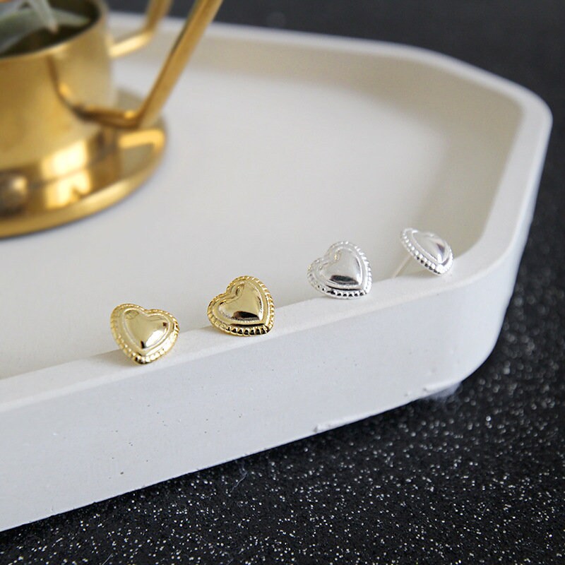 925 Silver Heart Stud Earrings, Dainty Heart Earring, Silver Heart Earrings, Gold Heart Studs, Minimalist Studs, Gift for her, GE154