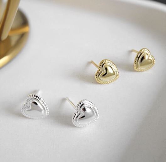 925 Silver Heart Stud Earrings, Dainty Heart Earring, Silver Heart Earrings, Gold Heart Studs, Minimalist Studs, Gift for her, GE154