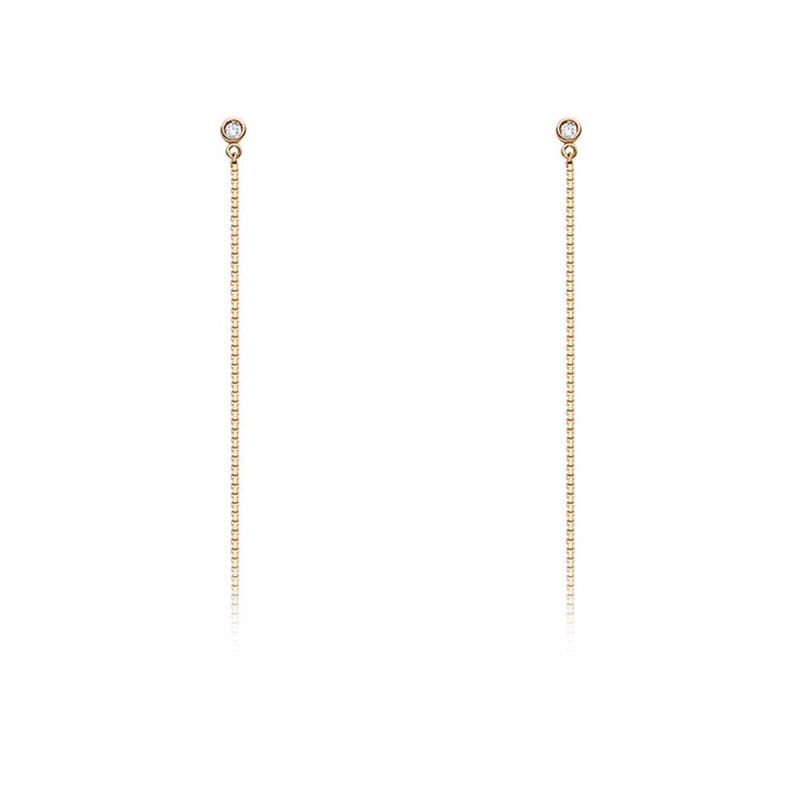 14k Gold Vermeil CZ Threader Dangle & Drop Earrings, Threader Earrings 10cm Long, Gold Tassel Earrings, Long Chain Threader Earring, Gifts