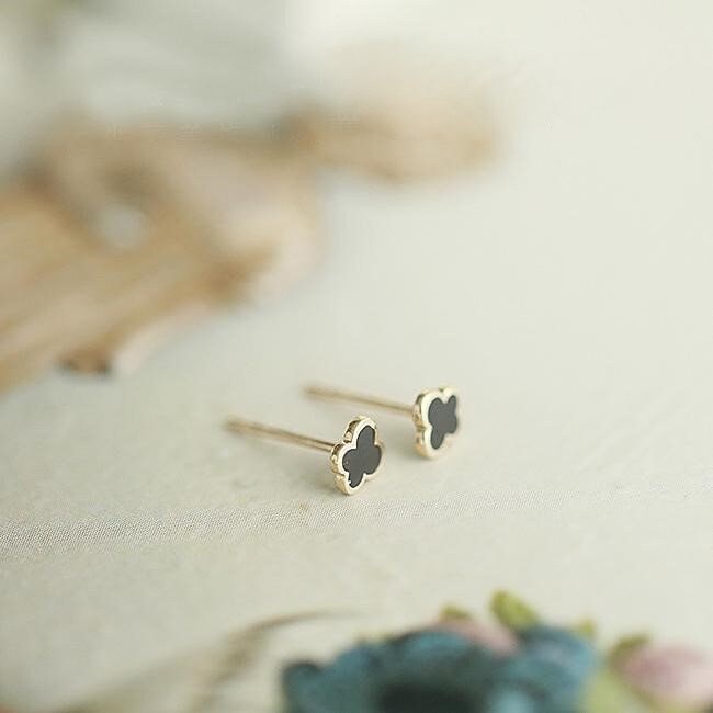 Gold Black Butterfly Stud Earrings, Tiny Black Butterfly Earrings, Gold Butterfly Studs, Helix Earring, Minimalist Studs, Gift for her GE149