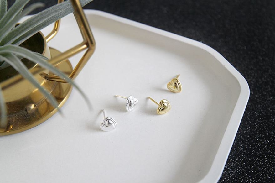 925 Silver Heart Stud Earrings, Dainty Heart Earring, Silver Heart Earrings, Gold Heart Studs, Minimalist Studs, Gift for her, GE154