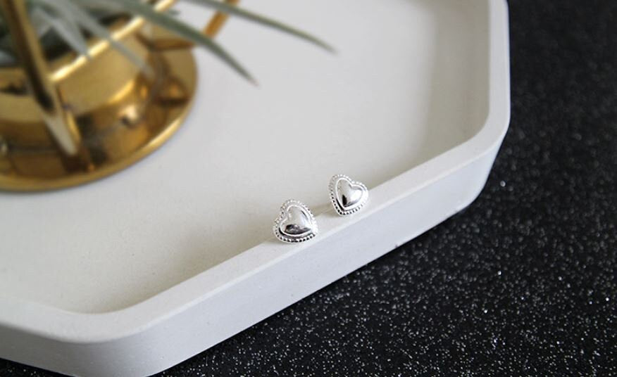 925 Silver Heart Stud Earrings, Dainty Heart Earring, Silver Heart Earrings, Gold Heart Studs, Minimalist Studs, Gift for her, GE154