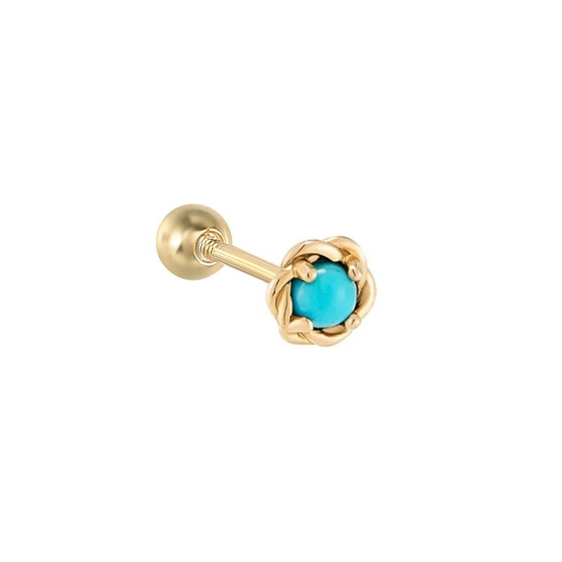 18k Gold Vermeil Turquoise Screw Back Earrings, Tiny Blue Turquoise Earrings, Gold Turquoise Studs, Dainty Gold Studs, Helix Studs, GE158