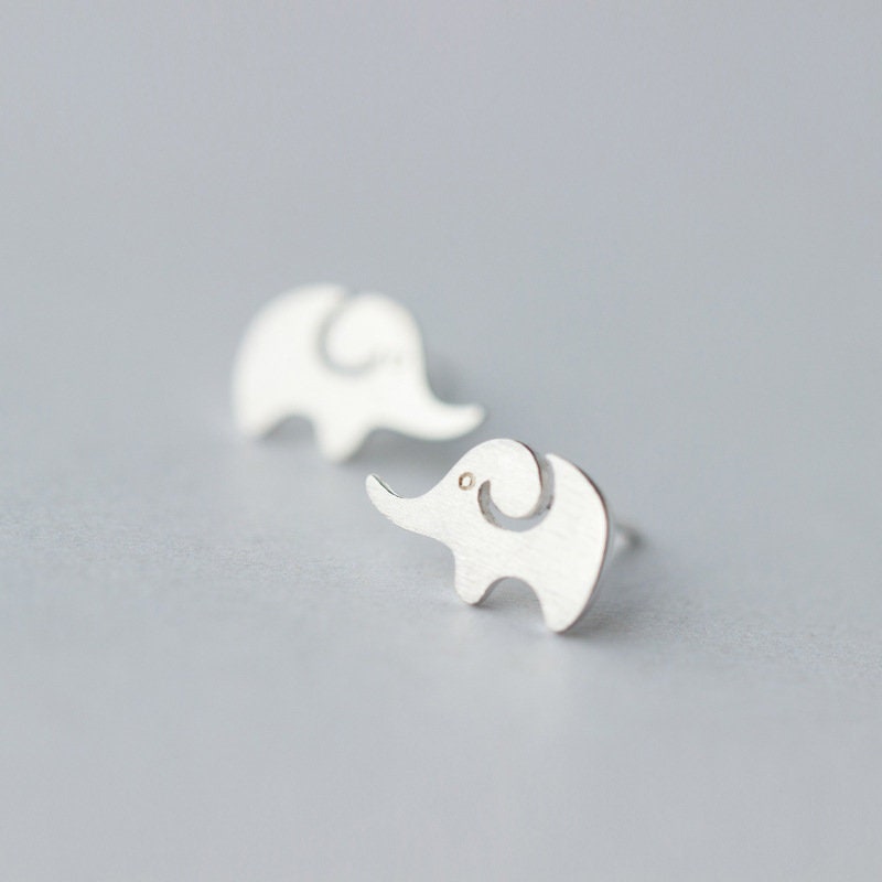 925 Silver Elephant Earrings, Adorable Elephant Studs, Animal-lover Earrings, Minimalist Earrings, Gift for Her, GE168