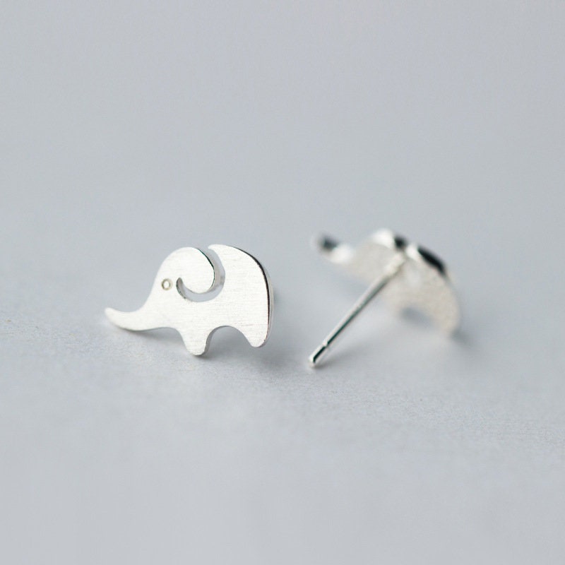 925 Silver Elephant Earrings, Adorable Elephant Studs, Animal-lover Earrings, Minimalist Earrings, Gift for Her, GE168