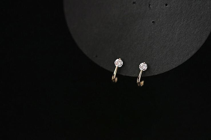 Dainty CZ Arc-shaped Stud Earrings, Radian Earring, Half Circle CZ Earrings, Geometry Earrings, Minimalist Earrings, Gift for her GE172