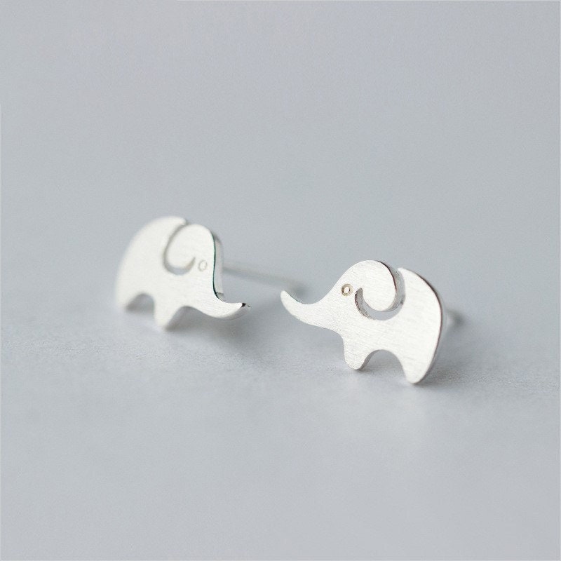 925 Silver Elephant Earrings, Adorable Elephant Studs, Animal-lover Earrings, Minimalist Earrings, Gift for Her, GE168