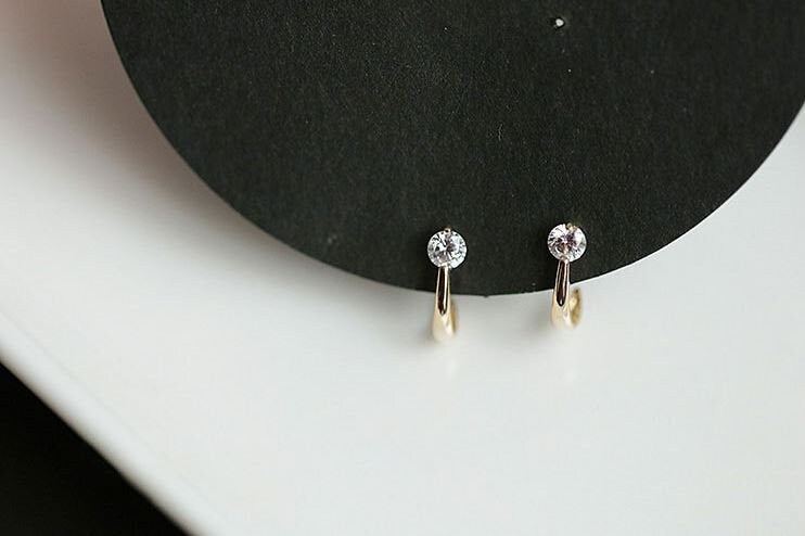 Dainty CZ Arc-shaped Stud Earrings, Radian Earring, Half Circle CZ Earrings, Geometry Earrings, Minimalist Earrings, Gift for her GE172