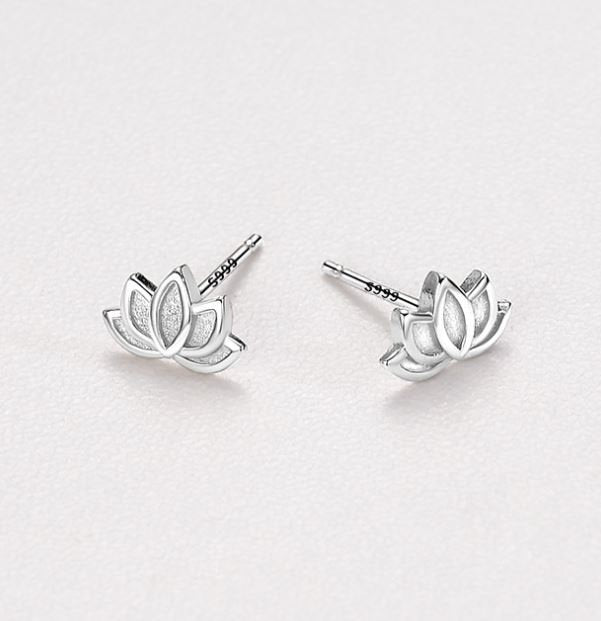 Sterling Silver Lotus Stud Earrings, Silver Lotus Studs, Silver Floral Studs, Helix Earring, Minimalist Earrings, Gift for her, GE179