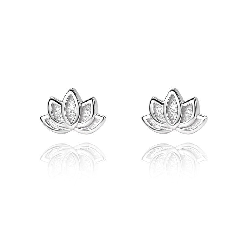 Sterling Silver Lotus Stud Earrings, Silver Lotus Studs, Silver Floral Studs, Helix Earring, Minimalist Earrings, Gift for her, GE179