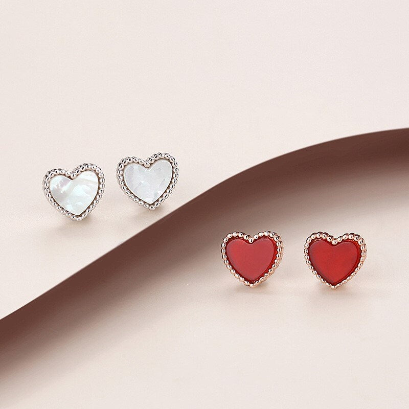 Rose Gold Vermeil Red Heart Stud Earrings, Red Heart Studs, Red Heart Earrings, Minimalist Earrings, Gift for her, GE189