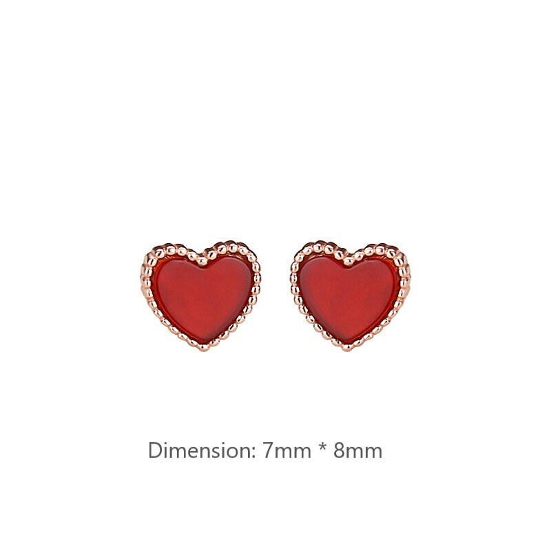 Rose Gold Vermeil Red Heart Stud Earrings, Red Heart Studs, Red Heart Earrings, Minimalist Earrings, Gift for her, GE189