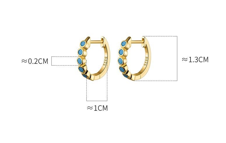 Dainty Gold Blue CZ Hoop Earrings, Blue Hoop Earrings, Classic Blue Hoop Earring, Minimalist Hoop Earrings, Gift for her, GE194