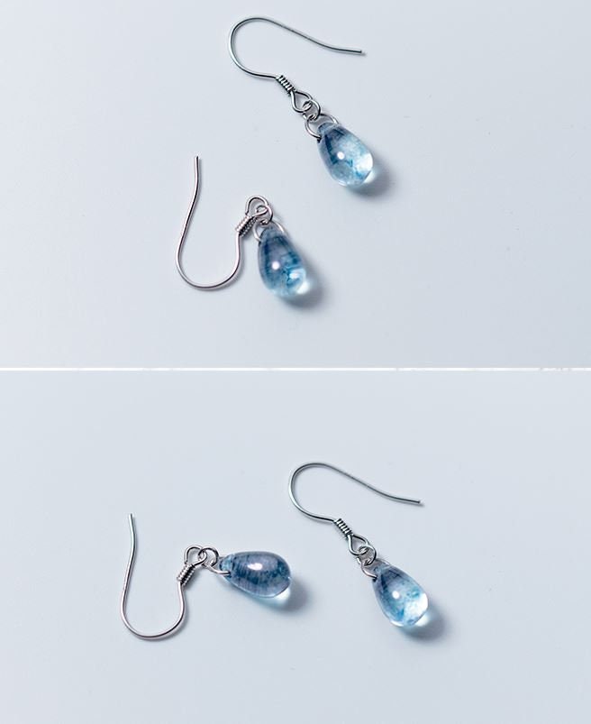 S925 Silver Blue Waterdrop Drop & Dangle Earrings, Waterdrop Hook Earrings, Teardrop Earring, Dainty Droplet Drop Earring Gift for her GE208