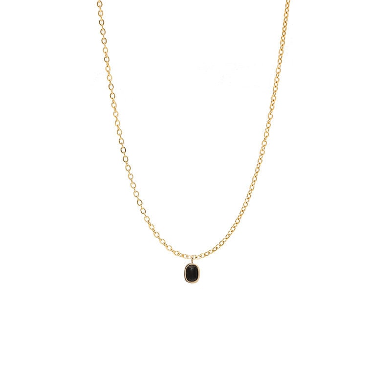 Dainty Gold Vermeil Oval Black Onyx Necklace, Gold Black Onyx Pendant, Black Onyx Choker, Stackable Onyx Necklace, Gift for her, GN61