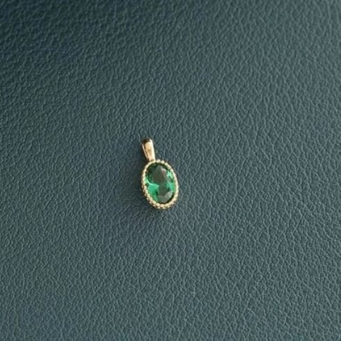 Dainty Oval Emerald CZ Necklace, Thick 14k Gold Plated Sterling Silver Simulated Emerald Necklace, Pretty and Timeless Design, Gifts, GN23