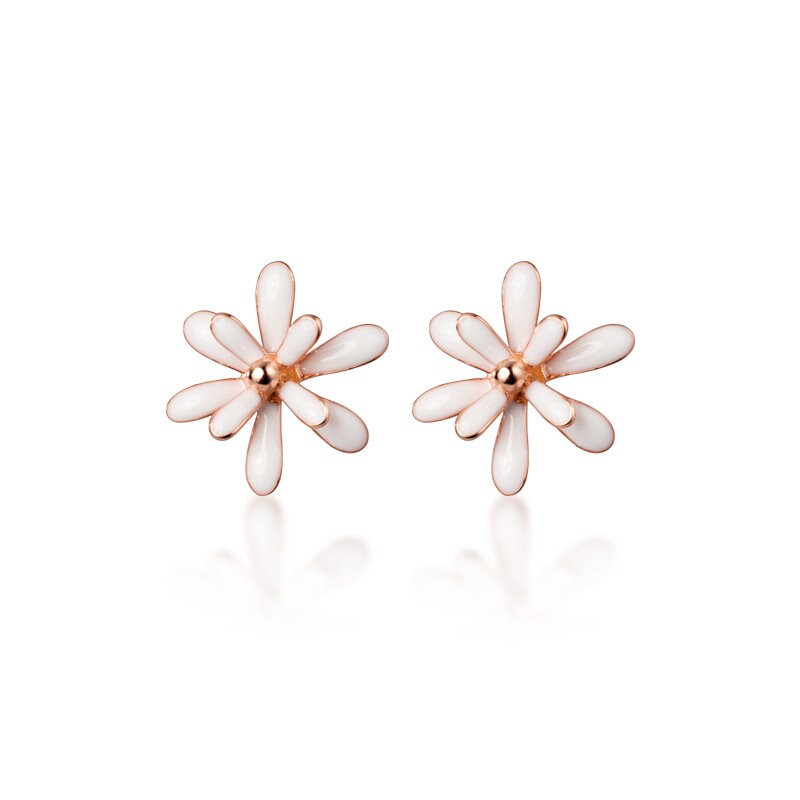 14k Rose Gold Vermeil Flower Earrings, Multi-petal florets Earrings, Dainty Flower Studs, Plant Earrings, Minimalist, Gift for her, GE219