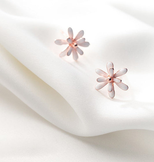 14k Rose Gold Vermeil Flower Earrings, Multi-petal florets Earrings, Dainty Flower Studs, Plant Earrings, Minimalist, Gift for her, GE219