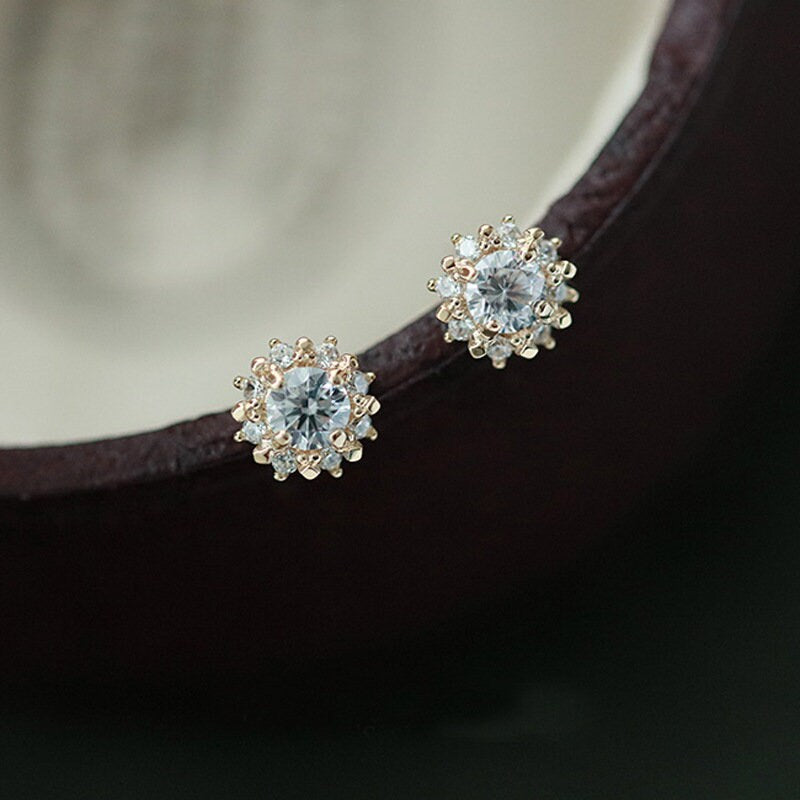 14k Gold Vermeil Diamond CZ Tiny Sunburst Earrings, Sparkly CZ Sun Earrings, Gold Sunburst Studs, Minimalist Earring, Gift for her, GE241