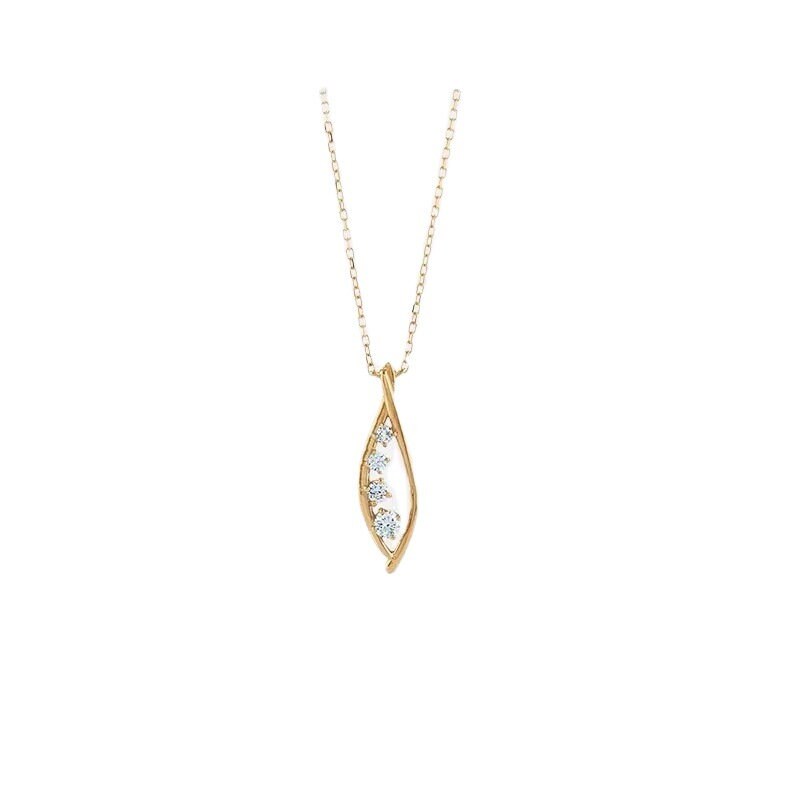 14K Gold Vermeil CZ Waterdrop Necklace, Gold Leaf Necklace, Single Leave Pendant, Minimalist Waterdrop Pendant Necklace, Gift for her, GN70