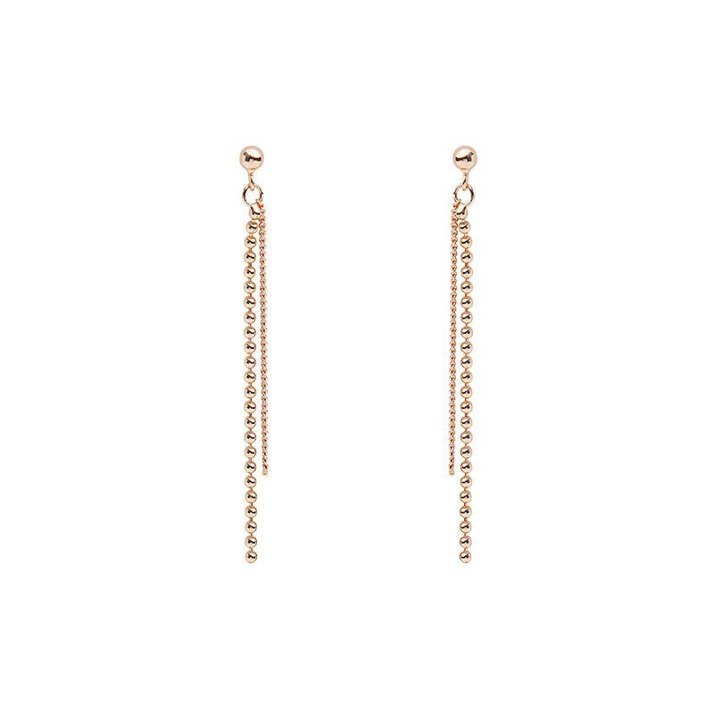 925 Silver Ball Threader Drop & Dangle Earrings, Ball Chain Tassel Earrings, Rose Gold Tassel Dangle Earrings, Ball Chain Drop Earring GE161