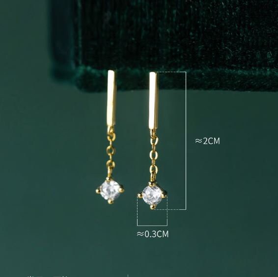 CZ Drop & Dangle Earring, CZ Dangle Earrings, Dainty CZ Line Drop Earring, cz Bar Earring, Perfect Gift for her, Best Friend Gift, GE259